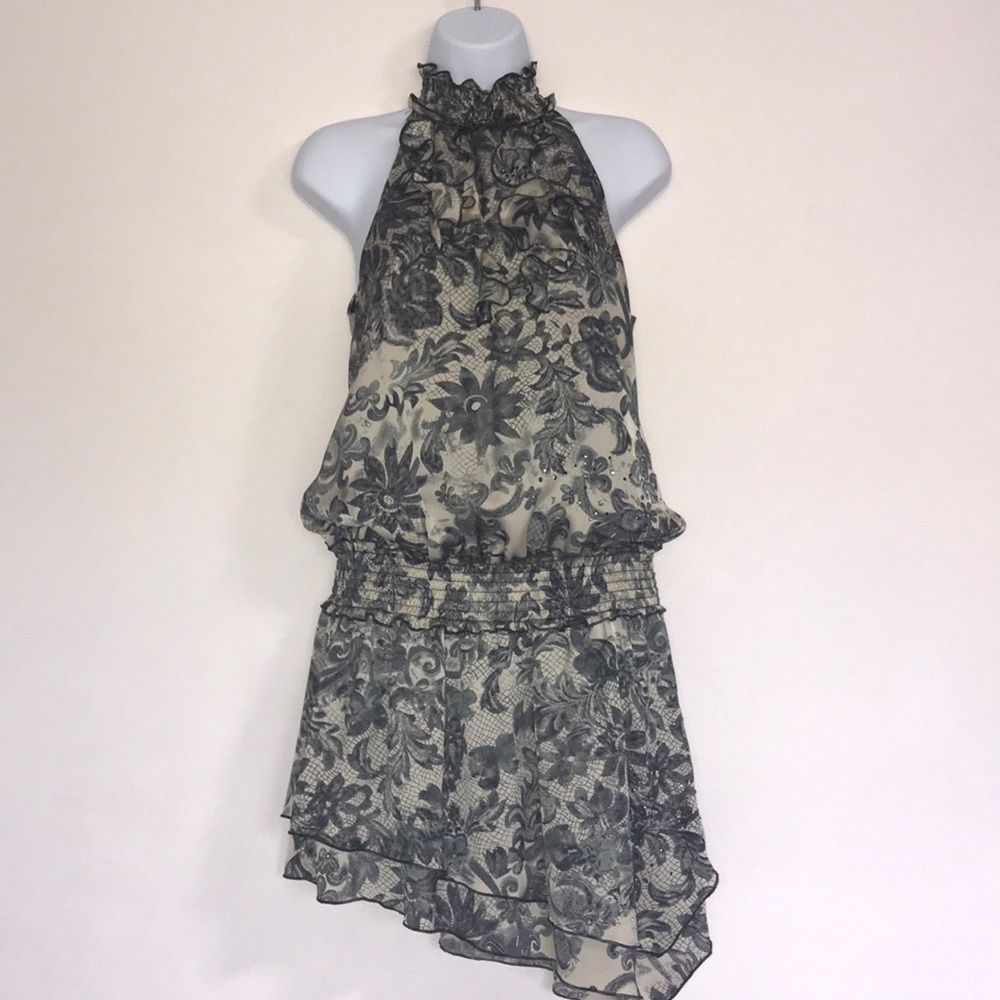 Gorgeous floral satin dress w/ rhinestone detail